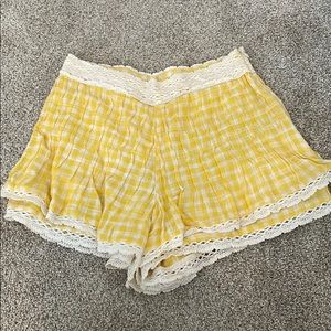 FREE PEOPLE yellow gingham matching set